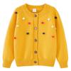 Ropa para Niños Cuello Redondo Cardigan de Punto de Bolas Colorido Suéter Abrigo de Algodón para Niñas Cardigan de Punto de Bolas Colorido Hecho a Mano al por Mayor
