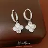 Brincos de trevo flor de zircônia com pino de prata, brincos de luxo leve de alta qualidade, brincos personalizados estilosos requintados de nicho para atacado