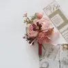 Art Accord 358 Artigos para Casamento Banquete Flor Artificial para Convidados Lapela do Noivo Flor de Mão Vermelho Rosa