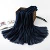 Nueva Bufanda de Algodón y Lino de Color Sólido con Barba Corta Arrugada Bufanda Transfronteriza Bufanda Turbante de un Solo Color para Mujer Venta al por Mayor