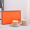 Juego de Taza y Platillo para Café de Porcelana H Familiar Taza de Té Creativa con Platillo Simple para el Hogar Taza de Cerámica para Té Aromático Venta al por Mayor Transfronteriza