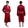 Bata Exclusiva para Hombre de Color Sólido Transfronteriza Cárdigan Fino Camisón Suelto Talla Grande Manga Larga Otoño Bata Brillante Saded