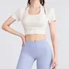 Deportes Fitness Colgante del Cuello Sujetador Corto de Yoga Falso Dos Piezas Integrado Taza Fija Superior Casual para Exteriores Correr