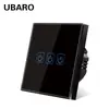 Panel de interruptor táctil de vidrio templado estándar europeo tipo 86 transfronterizo Control de fuego único Control único Interruptor con sensor táctil Venta al por mayor