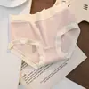 Ropa interior de algodón puro de cintura media, alta elasticidad, estilo Morandi suave estilo japonés, bragas tipo triángulo transpirables, suaves y amigables con la piel para niñas
