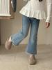 Pantalones de Campana de Color Puro Estilo Coreano de Invierno Nuevos para Niñas Princess Yuyu Mono de Terciopelo Jeans Pantalones de Pierna Micro Acampanada para Niños