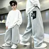 Pantalones Deportivos Holgados de Pierna Ancha para Niños, Primavera y Otoño, Pantalones Largos Casuales de Algodón de Color Sólido, Marca de Moda, Ropa de Otoño