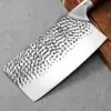 Cuchillo de Carnicero Forjado con Patrón de Martillo Yangjiang para Uso en Cocina Doméstica, Cuchillo Afilado de Acero Inoxidable, Cuchillo para Rebanar con Mango de Madera de Pera Roja