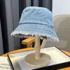 Sombrero de Pescador de Mezclilla para Mujer, Primavera y Verano, Lavado Vintage con Bordes Deshilachados, Protección Solar, Estilo Coreano, Hace que el Rostro Parezca Más Pequeño, Sombrero de Cubo para Exteriores, Moderno