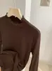 KEKEZOON Cuello de Hongo Negro Forro Polar Color Sólido Adelgazante Manga Larga Capa Interior Capa Base Camiseta Mujer 9358