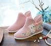 Botas Simples Botas Curtas para Adultos Botas Únicas Bordadas para Meninas Botas de Pano Sapatos de Pano Bordados Botas Planas Sapatos Bordados
