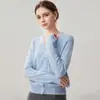 Otoño e Invierno Nuevo Suéter de Cachemira de Color Sólido con Ribete de Encaje en V para Mujer Cárdigan Corto de Punto Grueso para Mujer