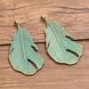 13 Accesorios Retro de Aleación para Bricolaje, Hojas Verdes con Pátina de Bronce, Dijes, Hojas Caladas, Conectores Redondos de Colgante de Árbol