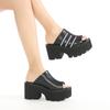2022 Verano Nuevo Amazon Plataforma Europea y Americana Sandalias Peep-toe de Plataforma para Mujer Combinación de Colores Punta Redonda Tacón Grueso Talla Grande Zapatos de Mujer