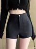 Shorts de Alfaiataria Pretos Femininos Outono e Inverno 2023 Novo Sexy Hot Girls Cintura Alta Calças Bodycon Roupa Externa Calça Wide-leg para Botas