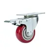 Rueda Giratoria Color Borgoña 3 Pulgadas Carrito Resistente al Desgaste Rodillo para Equipo 4 Pulgadas Silenciosa Doble Rodamiento 5 Pulgadas Rueda Giratoria de Poliuretano