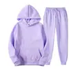 Conjunto de Moda de Color Sólido para Hombre Estilo Primavera y Otoño con Sudadera con Capucha Conjunto con Forro de Terciopelo Informal Deportivo de Moda Conjunto de Dos Piezas