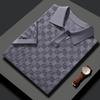 Primavera e verão 2024 fina lã de seda amoreira branca camisa polo masculina de manga curta casual empresarial lassel suéter