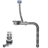 Tubo de desagüe universal ultradelgado con salida lateral de tres vías para lavabo de lavandería, compatible con gabinetes de balcón de cerámica y piedra de cuarzo. Juego completo