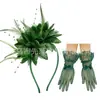 Set de Flor de Plumas para la Cabeza de Amazonia Accesorios para el Cabello de Flor en la Cabeza Diadema Guantes para Actuación en el Festival de Carreras de Caballos Fiesta Baile de Graduación Accesorios para la Cabeza