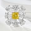 Anillo Longlong Gold Europeo Americano plata S925 plata importado diamante de alto carbono 6*6 diamante amarillo grupo de anillos de diamante clúster de flores incrustado anillo de bodas