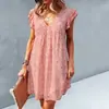 Vestido Floral Solto Feminino Europeu e Americano Amazon 2023v Gola Sexy Manga Curta Saia de Chiffon Verão Novo Produto