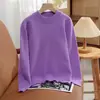 Foco em suéteres de lã pura de alta qualidade para meninos e meninas, suéteres de tricô gola redonda cor sólida para bebês no outono e inverno, blusas de segunda pele