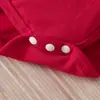 Conjunto Navideño para Bebé Estampado de Muñeco de Nieve Mameluco de Manga Larga Falda de Tul Roja Conjunto de Tres Piezas para Bebés Niñas