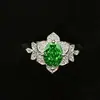 Moda Transfronteriza Venta Caliente Lujo Ligero Anillo de Diamante de Alto Carbono Para Mujer Incrustación Completa de Diamante Anillo Flor de Hielo Ce Paraiba S925