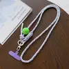 Estilo INS cuerda de colores dopamina pompón de pelo teléfono móvil bandolera moda llavero simple bolsa cordón largo creativo