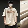 Camiseta Masculina Retrô Estilo Americano Manga Curta Verão Nova Fina Estilo Hong Kong Marca de Moda Estampada Gola Redonda Solta Casual Roupa Masculina