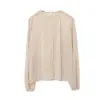 Camisa de gasa floral de moda con mangas largas, estilo vintage de Hong Kong para principios de otoño, blusa dulce holgada con mangas abullonadas, top elegante para mujer