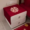 Funda de tela para mesita de noche de habitación de boda toalla de polvo para boda mantel rojo para boda decoración de habitación de boda suministros festivos