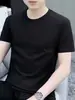 Camiseta masculina de manga curta, novo estilo versátil de verão, gola redonda simples, cor sólida, moderna, tamanho grande, camiseta casual, camada base vestuário masculino