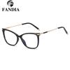 95238 Moda europea y americana Montura de gafas anti luz azul montura pequeña retro espejo plano para mujer pie de resorte TR montura completa