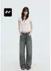 Jeans Azules Estilo Americano Vintage para Hombres y Mujeres, Pantalones Largos Unisex Rectos Holgados Adelgazantes con Efecto Desgastado, Jeans de Pierna Recta para Mujeres