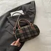 Bolso de Cuadros Estilo Western de Aspecto Elegante para Mujer 2025 Nueva Moda Bolso Cruzado Estilo Coreano Bolso de Bowling Portátil