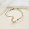 Atacado Transfronteiriço Europeu e Americano Pulseira Aberta Geométrica Ondulada Liga Metálica Brilhante Estilo Personalizado Nicho Irregular Moda Braçadeira