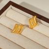 Estilo ins personalizado nicho simple geométrico joyería textura línea costura diseño cuadrilátero acero de titanio aretes