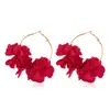 Estilo K de Flor de Tela Geométrica Fresca Hecha a Mano Pendientes de Aleación Pendientes de Aro Grandes para Mujeres Accesorios de Fábrica de Origen Pendientes