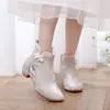 Xianghan2025 Invierno Nuevo Estilo Botines Cortos Forrados de Borrego Estilo Étnico Retro Zapatos de Tela para Mujer del Viejo Pekín Zapatos de Algodón Bordados
