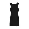 Vestido de Punto Acanalado sin Mangas de Cuello Redondo, Chica Atractiva Pura, Nuevo Estilo de Verano, Elegante Ajustado, Vestido Corto Bodycon Petite