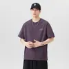 Camiseta de Manga Corta Estampada de Alta Gama Estilo Americano Resistente para Hombre, Marca de Tendencia de Verano, Talla Grande Holgada, Camiseta Casual de Algodón Puro con Cuello Redondo