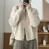 Nova moda outono e inverno, jaqueta suéter de cor sólida com gola redonda e modelagem solta, cardigã curto com design exclusivo, blusa feminina de manga longa