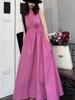 Vestido sem mangas Solto plus size Ajuste slim Gola redonda Saia base Estilo Bf Casual Solto na cintura Estudante Saia longa