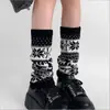 Calcetines Versátiles Cálidos de Otoño/Invierno para Ferias Navideñas Estilo Fair Isle Copo de Nieve Retro Japonés Chica Picante de Punto Arrugados Calcetines de Pluma para Bádminton