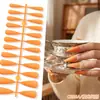 Puntas de Uñas Europeas y Americanas de Moda de Gama Alta Mate de Punta Larga, Colección de Color Sólido, Piezas para Uñas, 24 Piezas