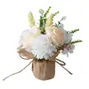 Día de San Valentín Peonía Artificial Bola Crisantemo Planta Verde en Maceta Tocón de Madera Decoración de Escritorio para el Hogar Adornos Navidad Transfronteriza