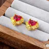Pendientes de Amor con Incrustaciones de Diamantes de Diseño Transfronterizo para Mujer Pendientes de Encaje de Oro de Arena Vietnamita en Forma de Corazón Joyería de Lujo Ligero Duradera