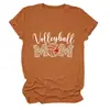 Amazon eBay sitio independiente moda casual mujer voleibol mamá estampado de leopardo cuello redondo camiseta
